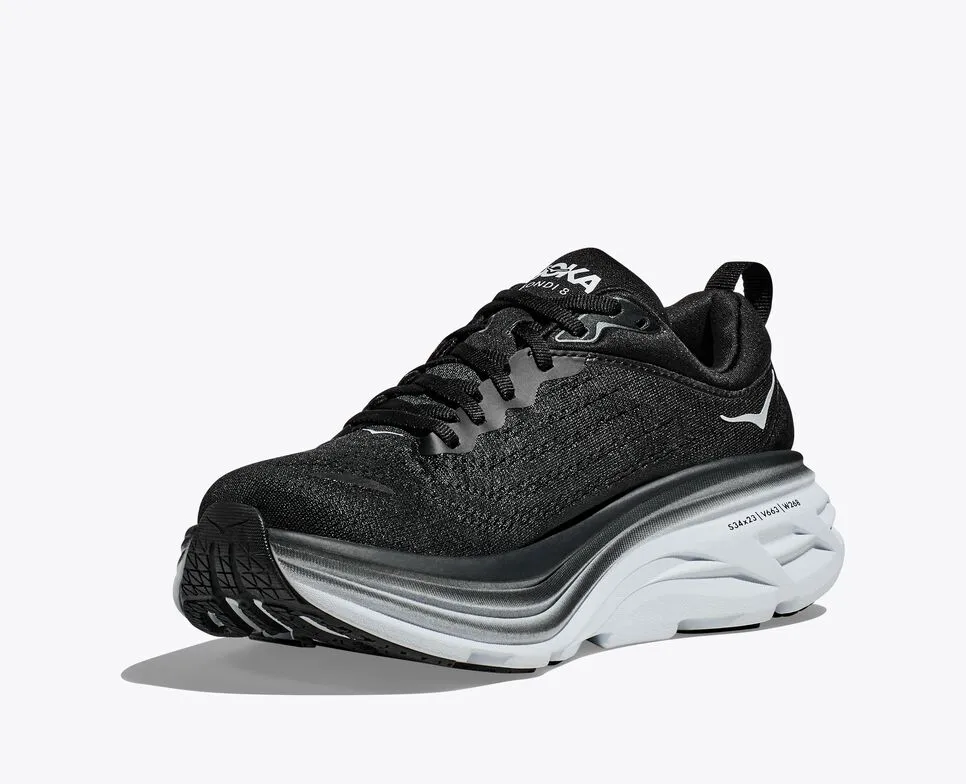 HOKA W BONDI 8 WIDE BWHT BLACK/WHITE