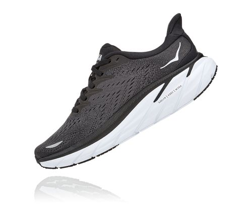 HOKA CLIFTON 8 WIDE BLACK / WHITE